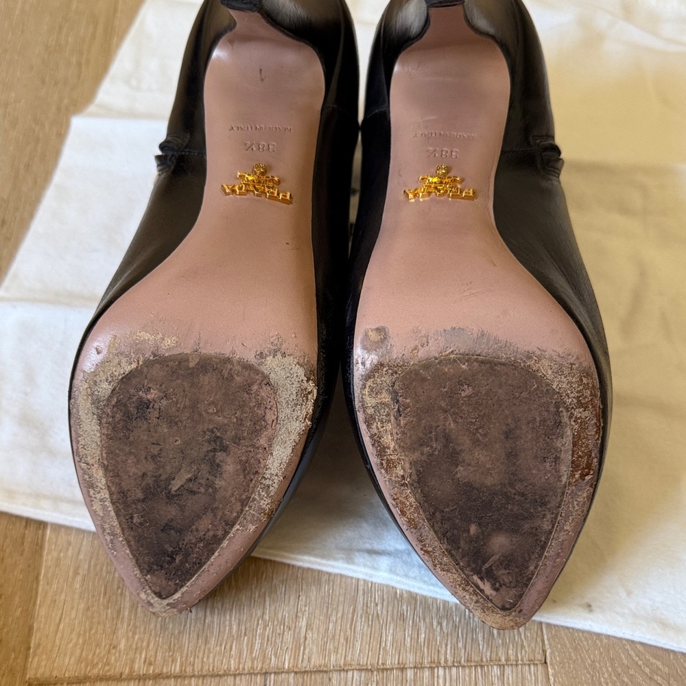 Prada Black Heeled Leather Boots - Picture 7 of 11